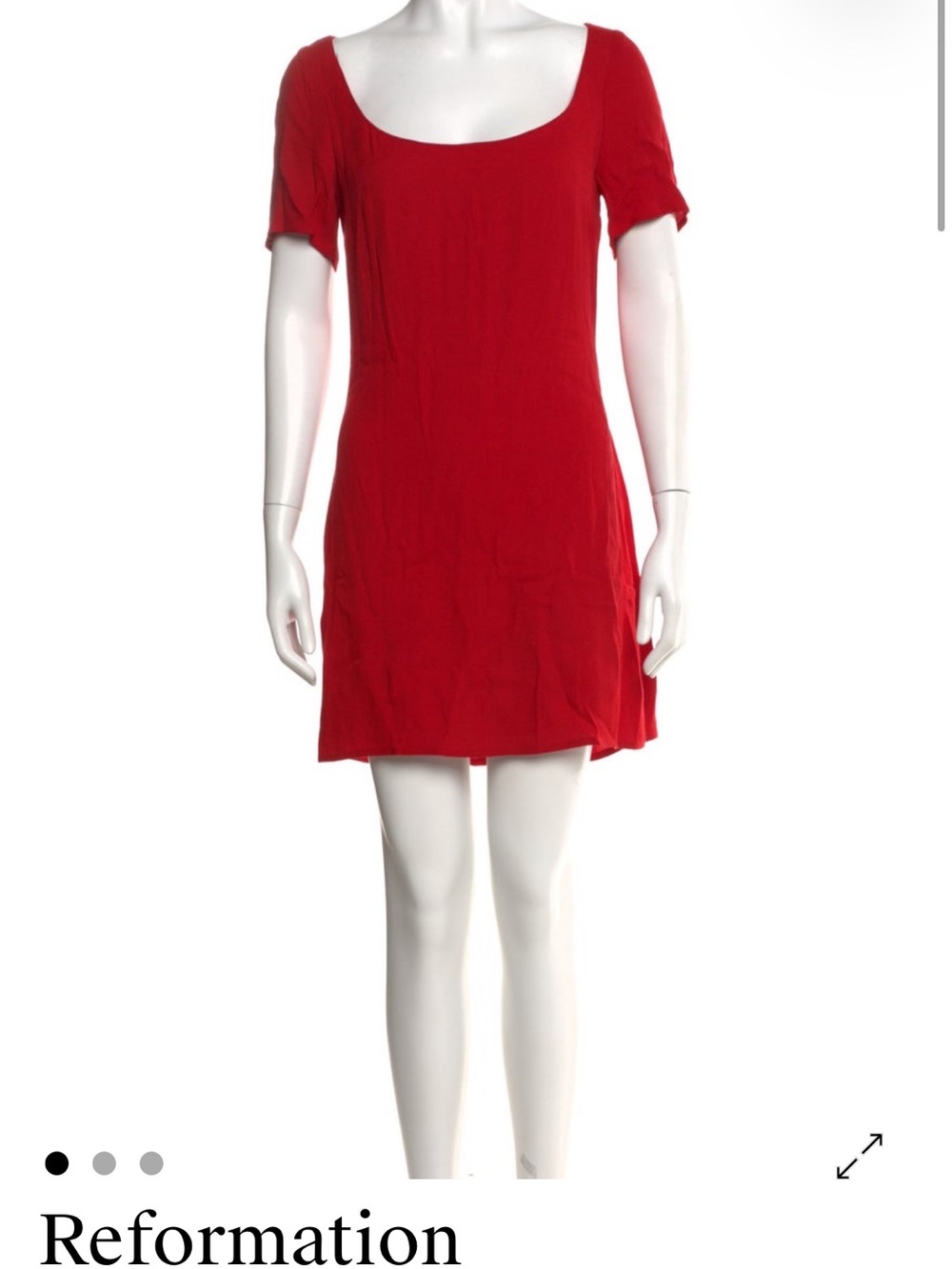 Reformation Red Ruffle Scoop Neck Mini Dress